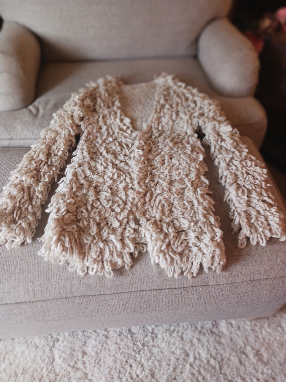 Womens Cream Loop-Knit Cozy Jacket